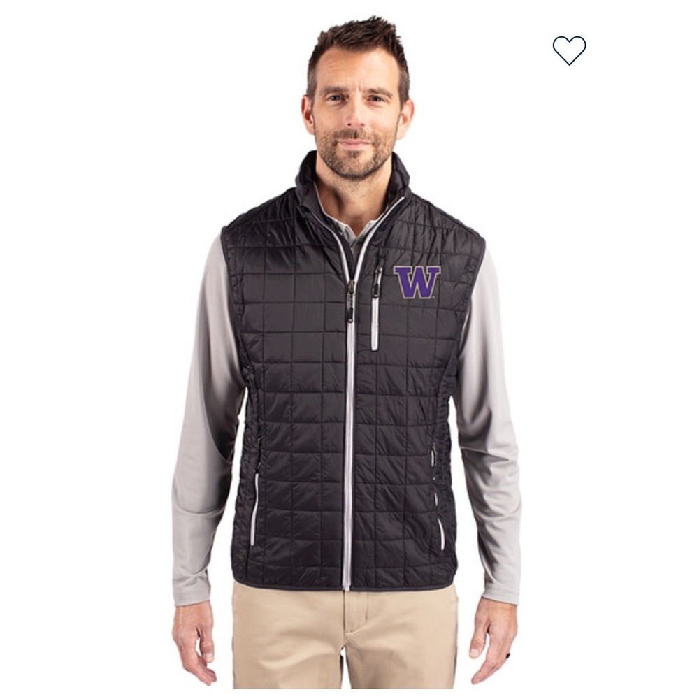 Washington Huskies Cutter & Buck Rainier PrimaLoft Mens Full Zip Puffer Vest L